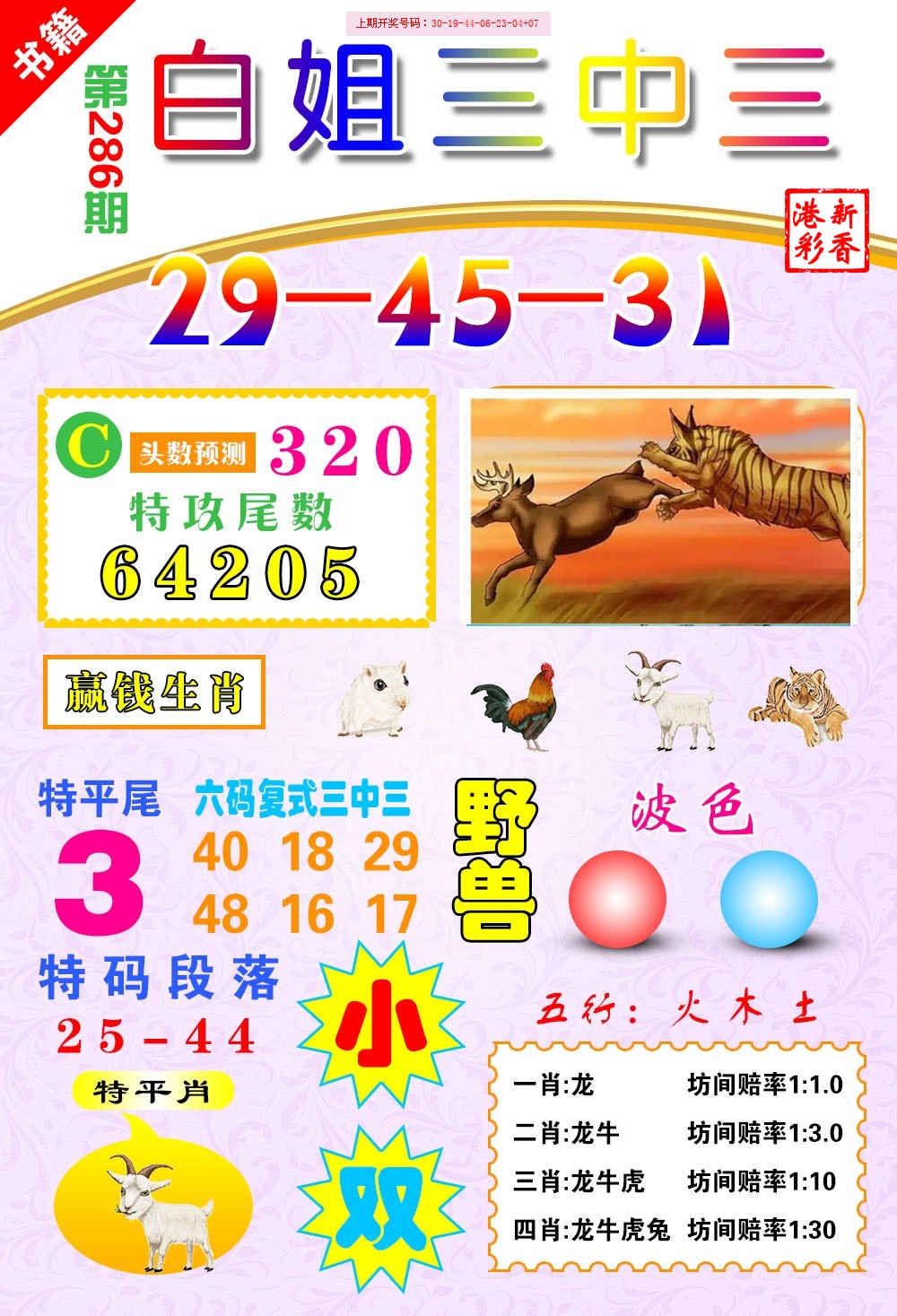 2026286期 白小姐三中三