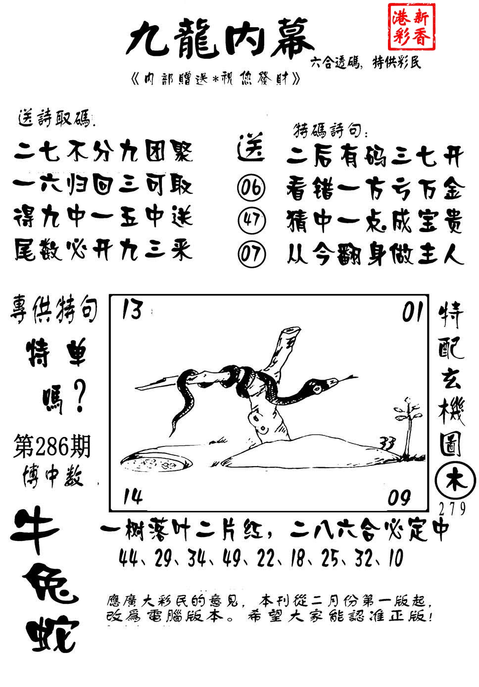 2026286期 九龙内幕